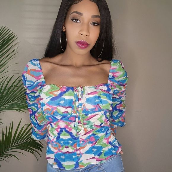 Shirred Colorful Top - Picture 10 of 11